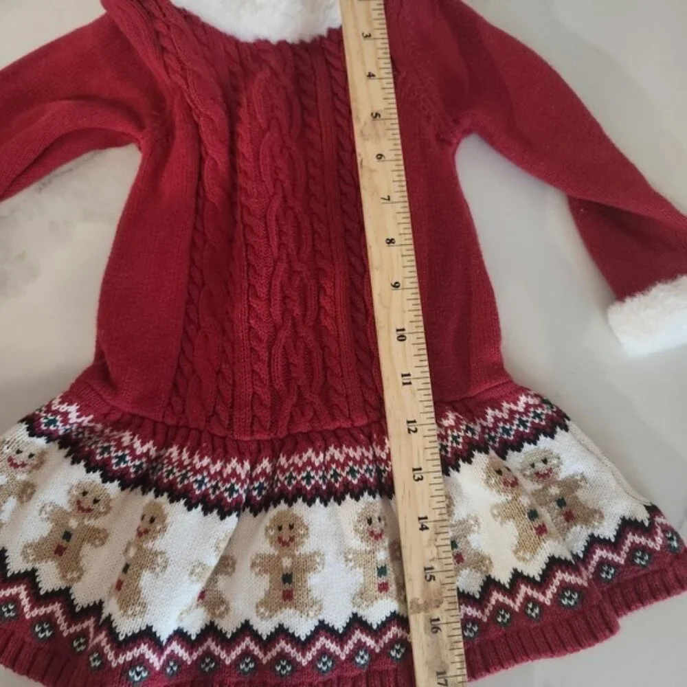 Gymboree‎ Red Gingerbread Man Sweater Dress Baby Girls 12 18 Months